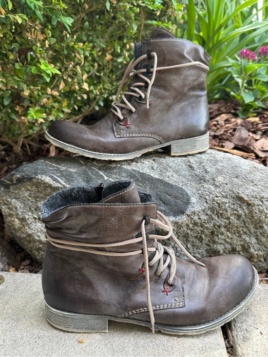 Rieker Shoes - Rieker Women's Dark Brown Lace-Up Leather Ankle Boots eu size 42